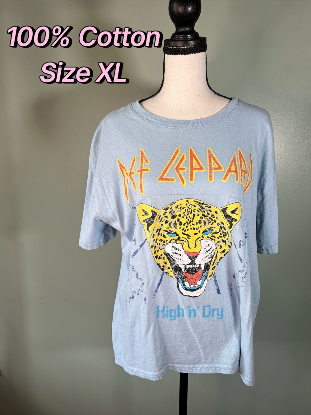 Light Blue Def Leppard Band Tee 100% Cotton Size XL